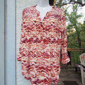 Ava and Grace womans Large Shirt Lace insets 3/4 sleeves